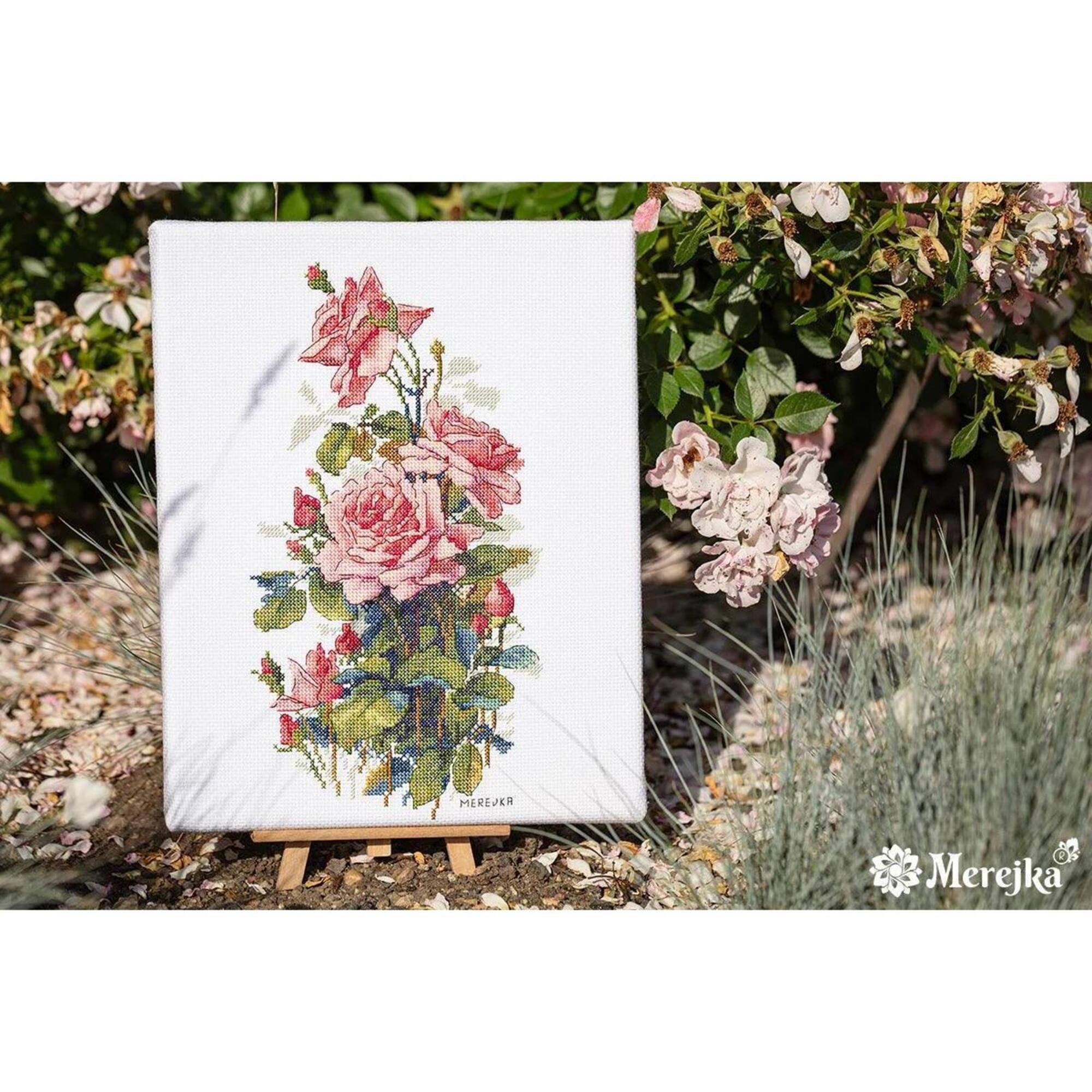 Merejka® Pink Roses Counted Cross Stitch Kit